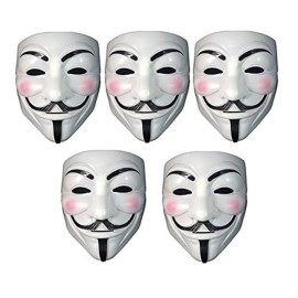 FAVELA V for Vendetta Comic Face Mask Anonymous Guy Fawkes (White) Pack of 5 Party Face mask For Mens ,Womens