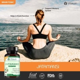 VITAWIN JATAMANSI Capsules for Brain Tonic, 500 mg,60 Capsules, Pure Natural Herbal