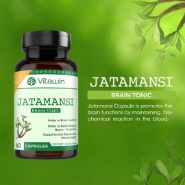 VITAWIN JATAMANSI Capsules for Brain Tonic, 500 mg,60 Capsules, Pure Natural Herbal