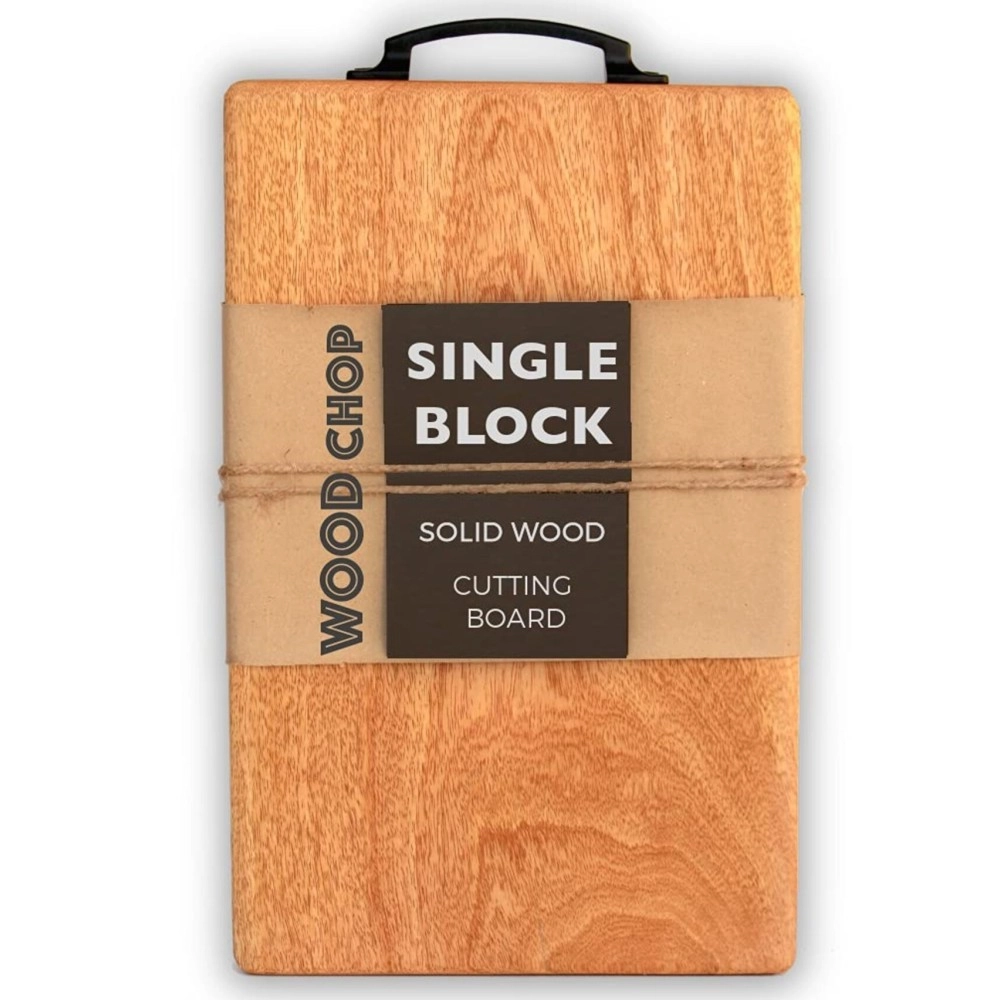 Wood Chop Anti-Bacterial Single Solid BlockWooden Chopping - Mango Wood Cutting Board with Metal Handel (15 x 9 x 1 Inches, Large)