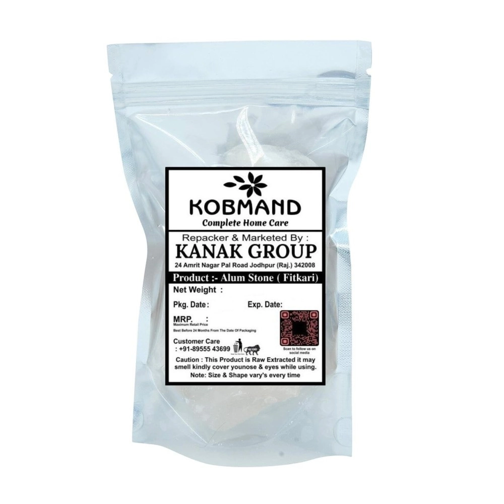 KOBMAND Natural Alum Stone [Whole Fitkari], 200 Grams