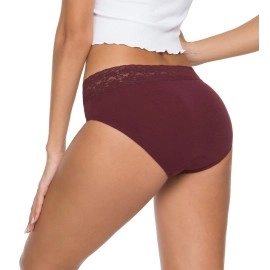 Wealurre Cotton Panties for Women Bikini Underwear Hipster Underpants Lace Briefs Pack, Lace Panties -Darkcolor, L