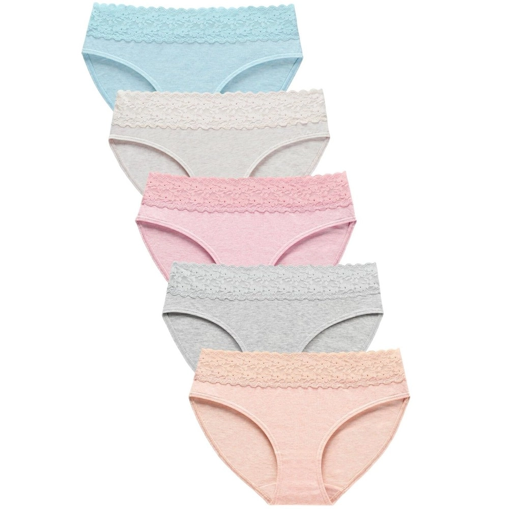 Wealurre Cotton Panties for Women Bikini Underwear Hipster Underpants Lace Briefs Pack, Cotton Panties -Light, S
