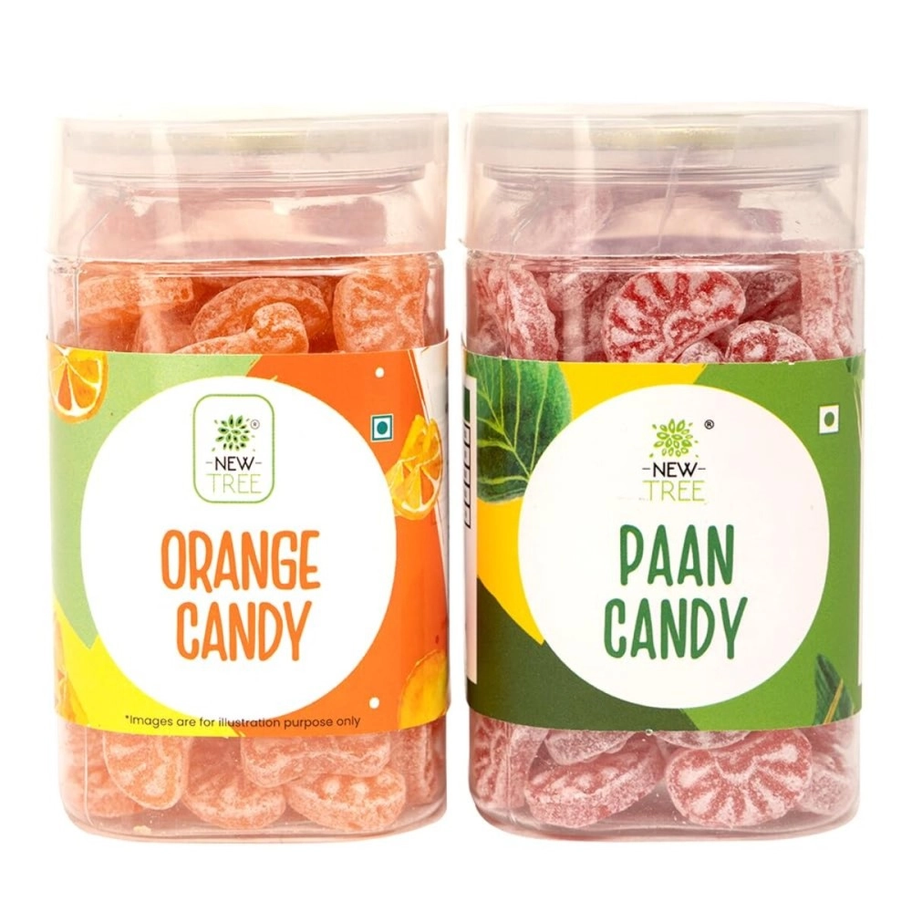New Tree Hoots Candy Combo Pack of Orange & Paan Flavoured Sugar Candy II Sweet & Chatpata Candy II Pack of 2 Combined Weight 360gms