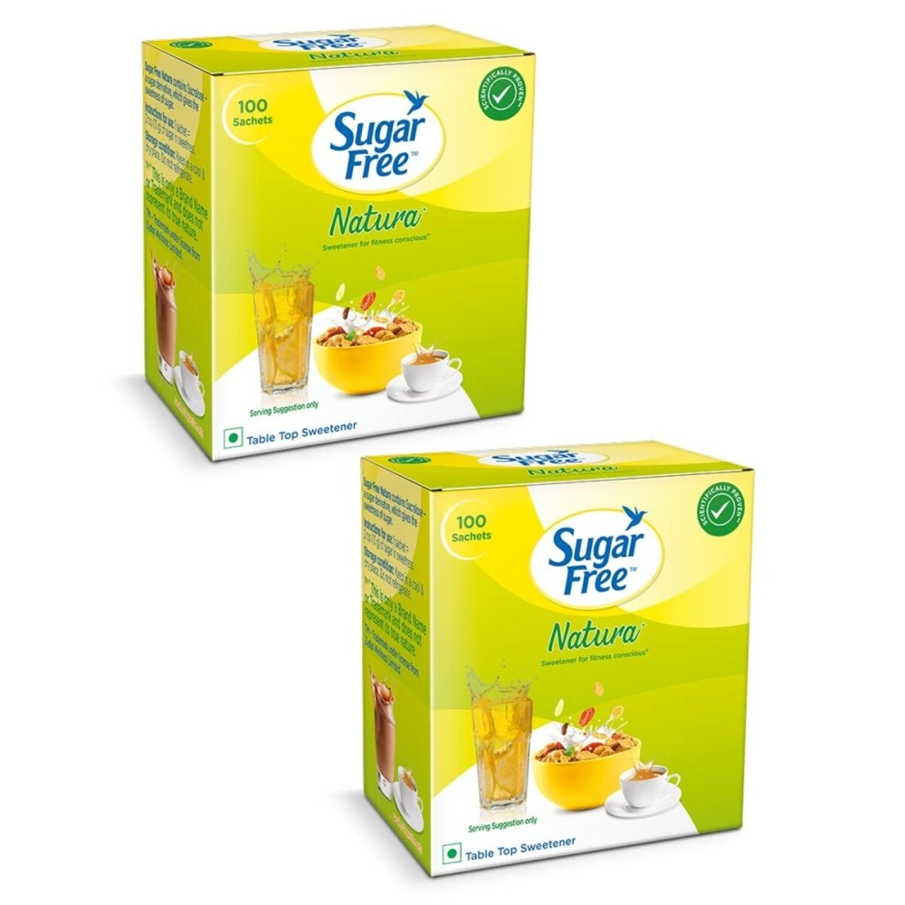 Sugar free Natura Low Calorie Sweetener - Pack of 2 (100 Sachet x 2), Box