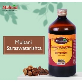Multani Saraswatarishta | Useful for Concentration & Cognitive Health | Useful In Insomnia, Stress, Anxiety & General weakness Tinnitus | Beneficial for Focus & Learningg| Ayurvedic Tonic for Brain