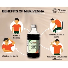 Sitaram Ayurveda Murivenna Oil 450ml | Ayurvedic Murivenna Thailam for Management of All Kinds of Trauma including Sprains, Strains, Fractures, Dislocations and Burns