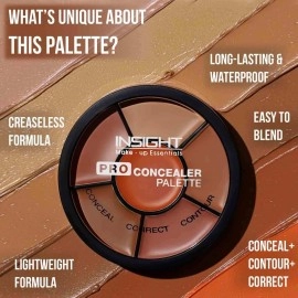 INSIGHT Cosmetics Pro Concealer Palette Waterproof Concealer With Full Coverage Easily Blendable Concealer 3 In 1 Palette- Conceal Corect & Contour Crease Resistance 15 G (Pack Of 1) Concealer