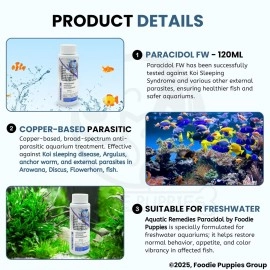 Foodie Puppies Aquatic Remedies Paracidol Freshwater Aquarium Medicine with Free Key Ring (120ml, Pack of 1)