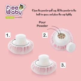 BeeBaby Premium Powder Puff with Conatiner for Baby (Pink,Pack of 1)