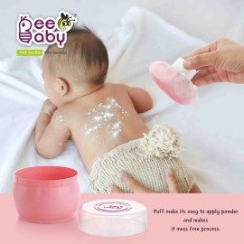 BeeBaby Premium Powder Puff with Conatiner for Baby (Pink,Pack of 1)
