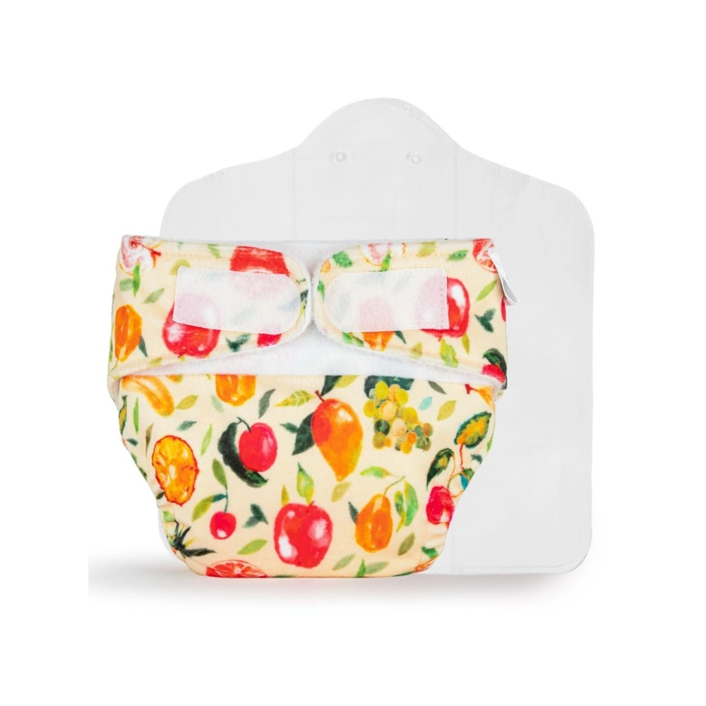 SuperBottoms Newborn UNO - Washable & reusable cloth diaper + 1 Organic Cotton Dry Feel Pad (2.5kg- 7kg Babies) (Fruit Burst)
