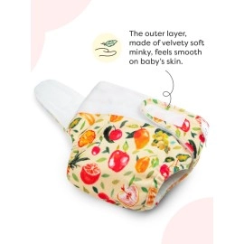 SuperBottoms Newborn UNO - Washable & reusable cloth diaper + 1 Organic Cotton Dry Feel Pad (2.5kg- 7kg Babies) (Fruit Burst)