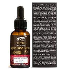 WOW Skin Science Anti Aging Night Face Serum - OIL FREE - Anti Wrinkle, Anti Dullness, Reviving - No Parabens, Silicones & Color - 50mL