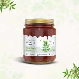Farm Naturelle -Neem Forest Flower Honey|1.45 KG -Glass Bottle and a Wooden Spoon | 100% Pure Honey, Raw Natural Unprocessed Honey | Glass Bottle-Neem Honey .