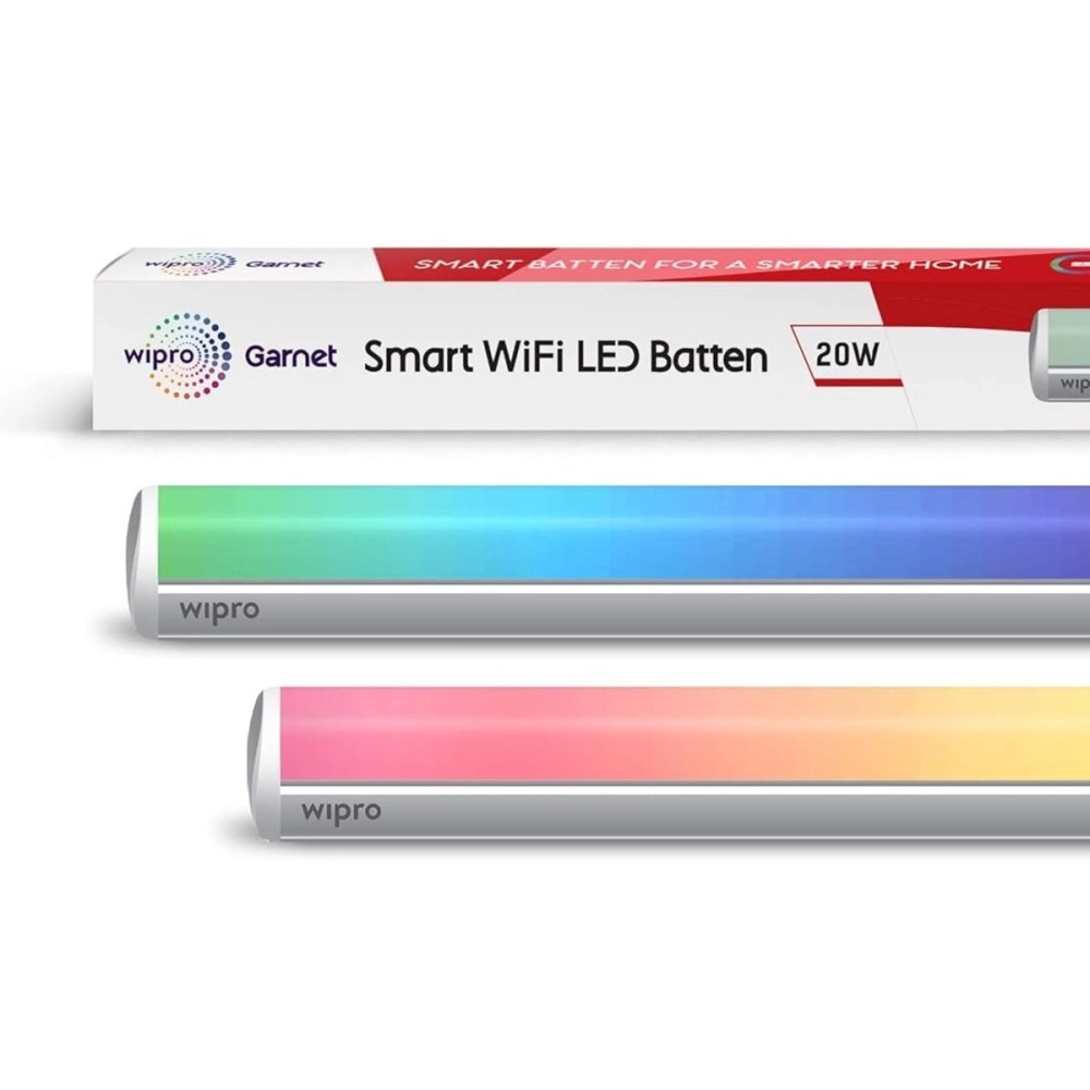 Wipro Next Smart WiFi 20W CCT+RGB LED Batten | 16 Million Colours | White Tunable | Dimmable |Scheduling |Scene Creation |Smart Grouping of Lights |Amazon Alexa & Google Asst. Compatible |Pack of 1