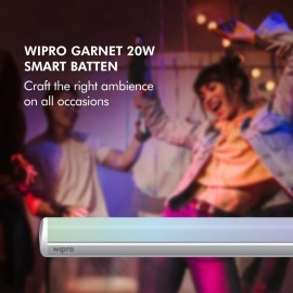 Wipro Next Smart WiFi 20W CCT+RGB LED Batten | 16 Million Colours | White Tunable | Dimmable |Scheduling |Scene Creation |Smart Grouping of Lights |Amazon Alexa & Google Asst. Compatible |Pack of 1