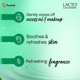 Lacto Calamine Daily Cleansing Face Wipes with Aloe Vera, Cucumber and Vitamin E (25 wipes) Pack of 3