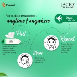 Lacto Calamine Daily Cleansing Face Wipes with Aloe Vera, Cucumber and Vitamin E (25 wipes) Pack of 3
