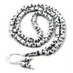 AFH Unisex Adult Tasbih Stone Allah Muhammad Beads Muslim Prayer White Black Mala Gifting For Eid Ramadan