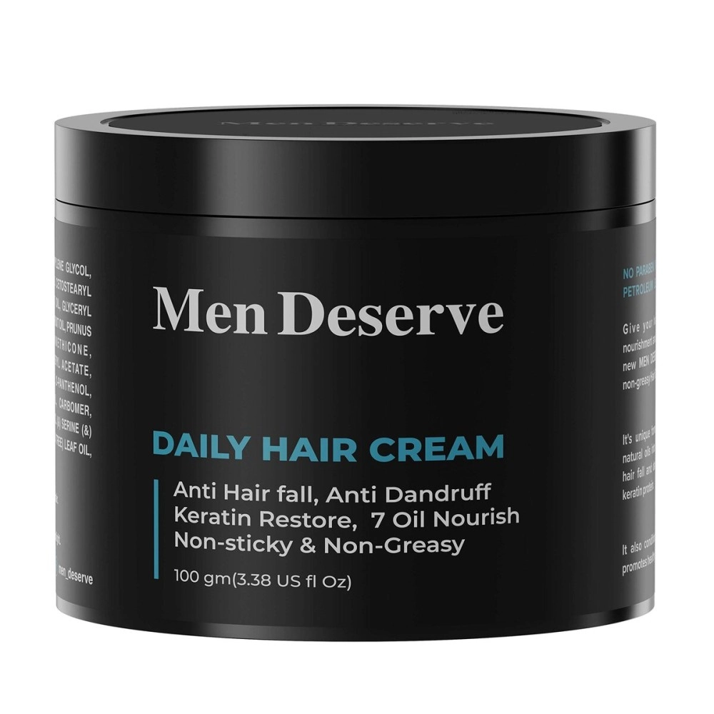 Men Deserve Daily Hair Cream (7 oil nourish) for Hair fall control, Dandruff Control,and Keratin Restore 100 GM
