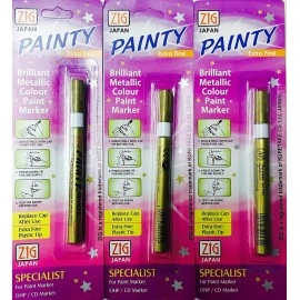 Zig (Japan Painty Metallic Permanent Marker (Gold, Pack of 6)