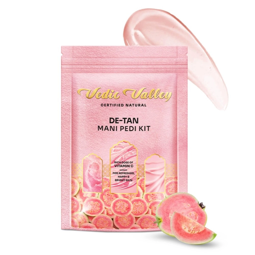 Vedic Valley Certified Natural Detan Manicure & Pedicure Kit | Repairs Cracked & Dry Heels | With Organic Actives for deep Moisturization| 75 gm Each (Guava & Chilli, (Pack of 1))