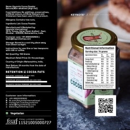 Keynote Cocoa Powder | Raw Flavonoid Rich Non-Alkalized Non-Dutched Natural Unsweetened Cacao | Bean to Powder | Vacuum Packed Glass Jar 140 grams