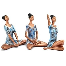 Zart Set of 3 Different Yoga Posture Lady Statue Figurine for Home Table Top Living Room Hall Bedroom Shelf Decoration - Yoga Statue in Decor