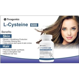 Trexgenics L-CYSTEINE 600mg Amino acid for Structural Support, Antioxidant, Respiratory, Skin, Hair & Nails (60 Vcaps) (1)