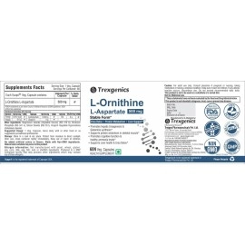 Trexgenics L-ORNITHINE Stable form as L-Aspartate 500mg Urea Detox, Protein Metabolism, Liver Support (60 Vcaps) (1)