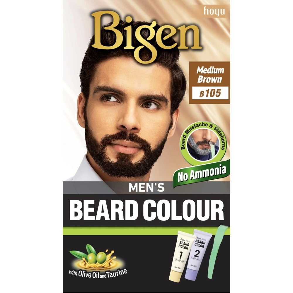 Bigen Men\'s Beard Color Medium Brown 20gm+20gm -105, 102 g