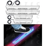 FABTEC Car Door Foot Step Sill Plate with Mirror Finish LED Compatible with Maruti Suzuki Ertiga (Set of 4pc, Blue)(6 Months Warranty)
