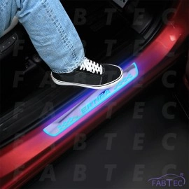 FABTEC Car Door Foot Step Sill Plate with Mirror Finish LED Compatible with Maruti Suzuki Ertiga (Set of 4pc, Blue)(6 Months Warranty)