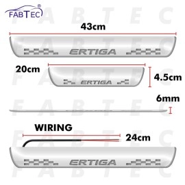 FABTEC Car Door Foot Step Sill Plate with Mirror Finish LED Compatible with Maruti Suzuki Ertiga (Set of 4pc, Blue)(6 Months Warranty)