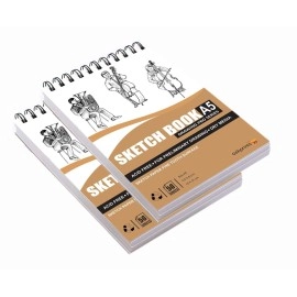 Askprints 50 Sheet A5 Sketchbook Set of 2 - 5.8 x 8.3 Inch | Top Spiral-Bound Sketchpad for Artists | Sketching and Drawing Acid Free Paper, For Doodling