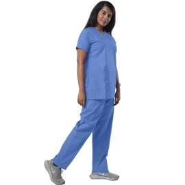 UNIFORM CRAFT Womens Scrub Suits DSVX || 4 pocket scrubs | Ideal for doctors, dentists, vets, nurses & healthcare professionals (Ocean Blue, L)