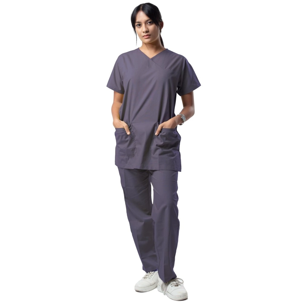 UNIFORM CRAFT Womens Scrub Suits DSVX || 4 pocket scrubs | Ideal for doctors, dentists, vets, nurses & healthcare professionals (Grey, S)
