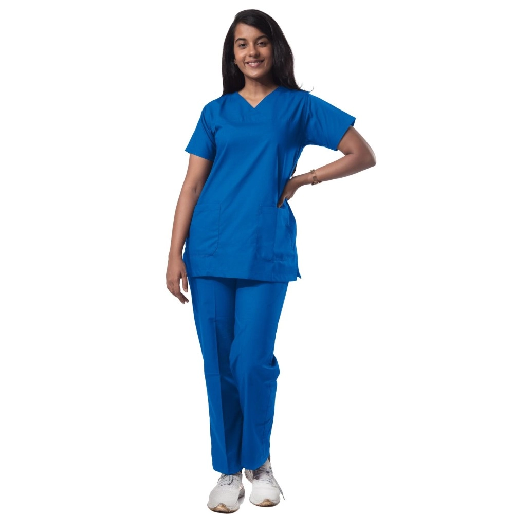 UNIFORM CRAFT Womens Scrub Suits DSVX || 4 pocket scrubs | Ideal for doctors, dentists, vets, nurses & healthcare professionals (Island Blue, S)