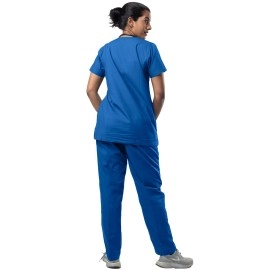 UNIFORM CRAFT Womens Scrub Suits DSVX || 4 pocket scrubs | Ideal for doctors, dentists, vets, nurses & healthcare professionals (Island Blue, S)