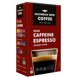 COLOMBIAN BREW COFFEE High Caffeine Espresso Instant Powder, Strong, 50g