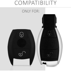JVCV Silicone Key Cover Compatible with Mercedes Benz C E M S CLS CLK GLK GLC G Class 2 Button Smart Key - Rally Stripe (Black White)