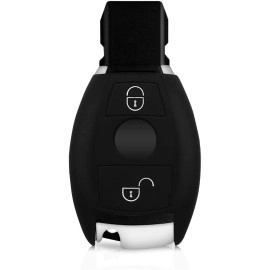 JVCV Silicone Key Cover Compatible with Mercedes Benz C E M S CLS CLK GLK GLC G Class 2 Button Smart Key - Rally Stripe (Black White)