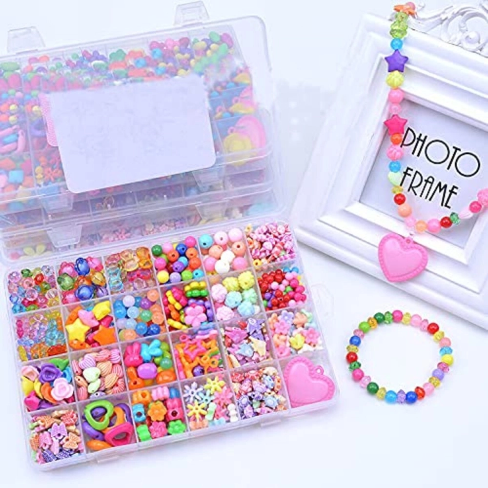 SYGA Acrylic DIY Beads 24 Grid Kits for Jewelery Headband Making, Bracelet Making Kit, Assorted Colors Bead Set for Necklace Kits for Kids (Beads_QL-0012)