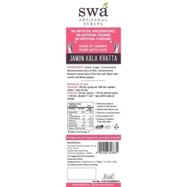 Swa Artisanal Syrups Jamun Kala Khatta 250Ml Liquid, 100% Natural, Makes 10-15 Drinks, Perfect For Cocktails/Mocktails/Lemonades/Ice Gola/Craft Coffees