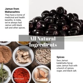 Swa Artisanal Syrups Jamun Kala Khatta 250Ml Liquid, 100% Natural, Makes 10-15 Drinks, Perfect For Cocktails/Mocktails/Lemonades/Ice Gola/Craft Coffees