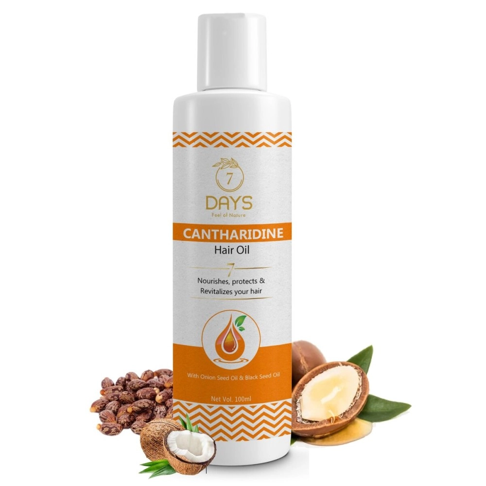 7DAYSNATURAL Cantharidine Hair Oil | Nourishing Hair Oil with Sesame Oil & Brahmi | Strengthens & Revitalizes Hair | Suitable for Men & Women (100ml)