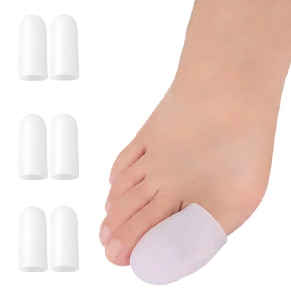 MAYCREATE  Silicone Gel Toe Protector Cover Caps for Painful Blisters Corns - 3 Pairs (L, Milky White)