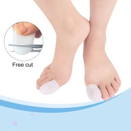 MAYCREATE  Silicone Gel Toe Protector Cover Caps for Painful Blisters Corns - 3 Pairs (L, Milky White)
