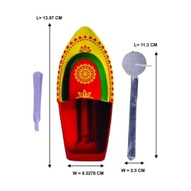 Desi Toys Putt Putt Nav|Pop Pop Steam Boat|Yellow & Red Colour|Classic Indian Toy|Nostalgic Tin Water Toy|Free Candle & Pipette|Supported by Flame|Size: 14 x 6.5 x 3 cm